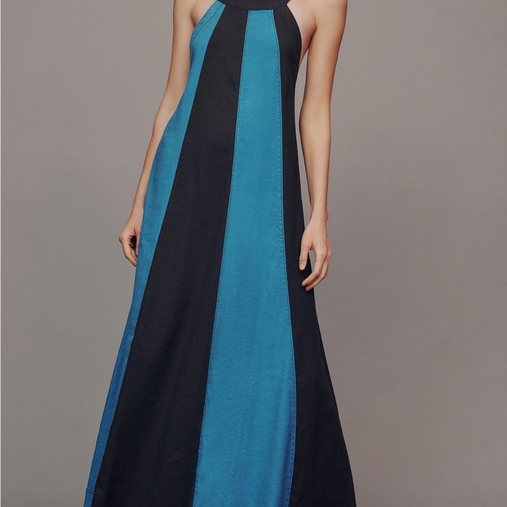 Anthropologie Blue and Navy Halter Sundress Maxi
EUC